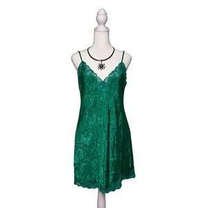 Victoria's Secret Vintage Gold Label Floral Satin Slip Dress Lace Women's Size S